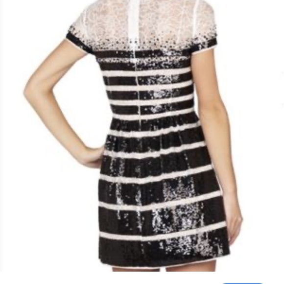 Worn once. BCBG max azria task black and ivory lace and sequin dress - Picture 2 of 6